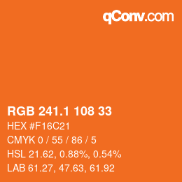 カラーコード: RGB 241.1 108 33 | qconv.com