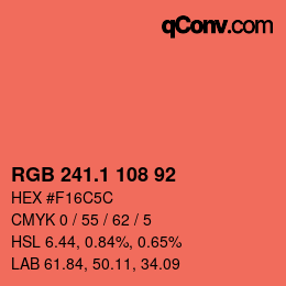 カラーコード: RGB 241.1 108 92 | qconv.com