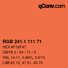 カラーコード: RGB 241.1 111 71 | qconv.com