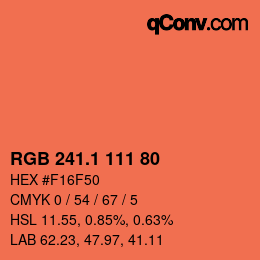 カラーコード: RGB 241.1 111 80 | qconv.com