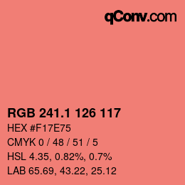 カラーコード: RGB 241.1 126 117 | qconv.com