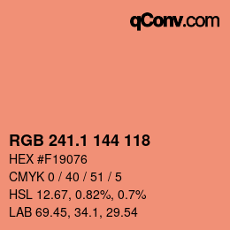 カラーコード: RGB 241.1 144 118 | qconv.com
