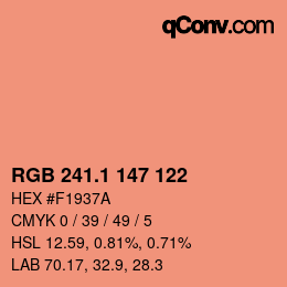 カラーコード: RGB 241.1 147 122 | qconv.com