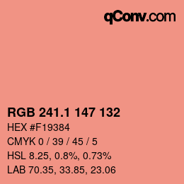 カラーコード: RGB 241.1 147 132 | qconv.com
