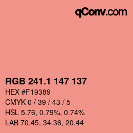 カラーコード: RGB 241.1 147 137 | qconv.com