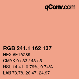 カラーコード: RGB 241.1 162 137 | qconv.com