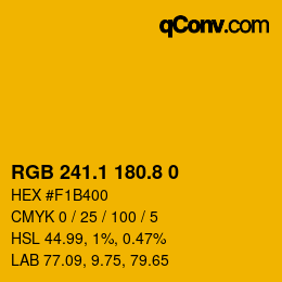 カラーコード: RGB 241.1 180.8 0 | qconv.com
