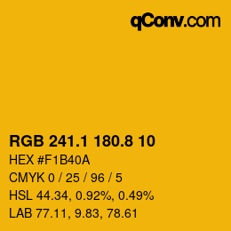 カラーコード: RGB 241.1 180.8 10 | qconv.com