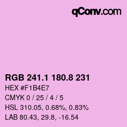 カラーコード: RGB 241.1 180.8 231 | qconv.com
