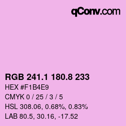 カラーコード: RGB 241.1 180.8 233 | qconv.com