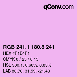 カラーコード: RGB 241.1 180.8 241 | qconv.com