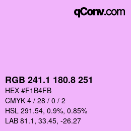 カラーコード: RGB 241.1 180.8 251 | qconv.com