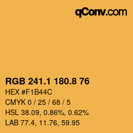 Color code: RGB 241.1 180.8 76 | qconv.com