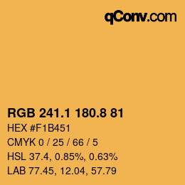カラーコード: RGB 241.1 180.8 81 | qconv.com