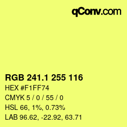カラーコード: RGB 241.1 255 116 | qconv.com