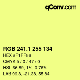 カラーコード: RGB 241.1 255 134 | qconv.com