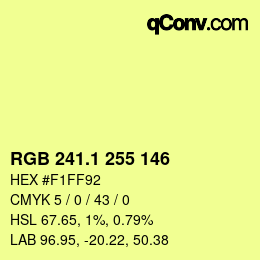 カラーコード: RGB 241.1 255 146 | qconv.com