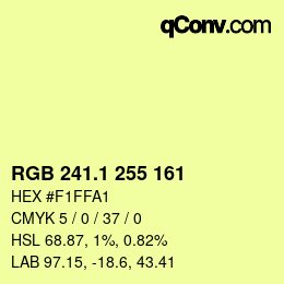 カラーコード: RGB 241.1 255 161 | qconv.com