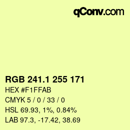 カラーコード: RGB 241.1 255 171 | qconv.com