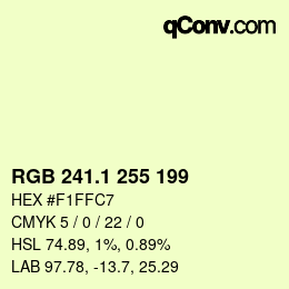 Color code: RGB 241.1 255 199 | qconv.com