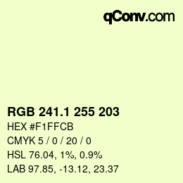 Color code: RGB 241.1 255 203 | qconv.com