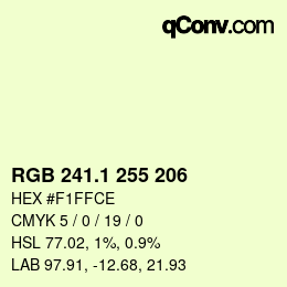 カラーコード: RGB 241.1 255 206 | qconv.com