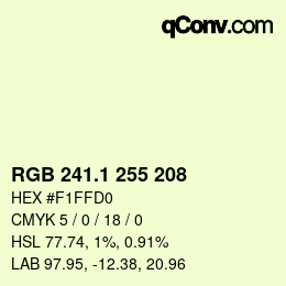 Color code: RGB 241.1 255 208 | qconv.com