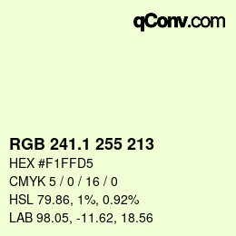 Color code: RGB 241.1 255 213 | qconv.com