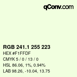 Color code: RGB 241.1 255 223 | qconv.com