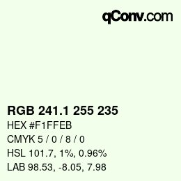 Color code: RGB 241.1 255 235 | qconv.com