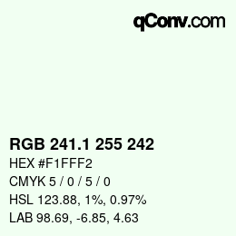 Color code: RGB 241.1 255 242 | qconv.com