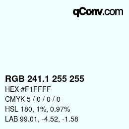 Color code: RGB 241.1 255 255 | qconv.com