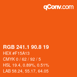 カラーコード: RGB 241.1 90.8 19 | qconv.com