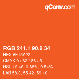 カラーコード: RGB 241.1 90.8 34 | qconv.com