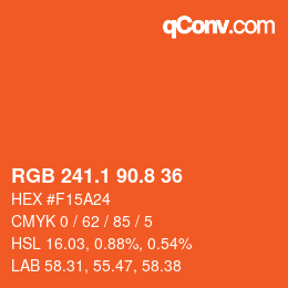 カラーコード: RGB 241.1 90.8 36 | qconv.com
