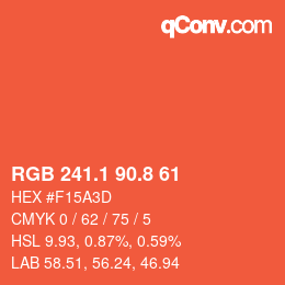 カラーコード: RGB 241.1 90.8 61 | qconv.com