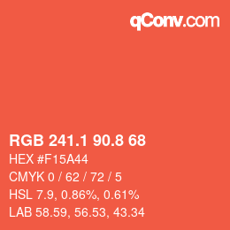 カラーコード: RGB 241.1 90.8 68 | qconv.com