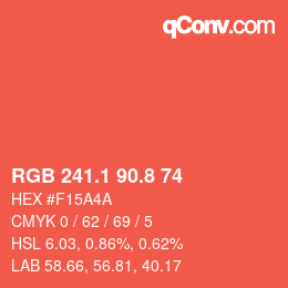 カラーコード: RGB 241.1 90.8 74 | qconv.com
