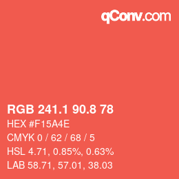 カラーコード: RGB 241.1 90.8 78 | qconv.com