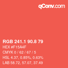 カラーコード: RGB 241.1 90.8 79 | qconv.com