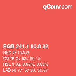 カラーコード: RGB 241.1 90.8 82 | qconv.com