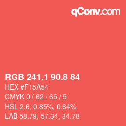 カラーコード: RGB 241.1 90.8 84 | qconv.com