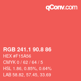 カラーコード: RGB 241.1 90.8 86 | qconv.com