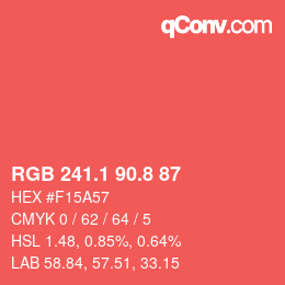 カラーコード: RGB 241.1 90.8 87 | qconv.com
