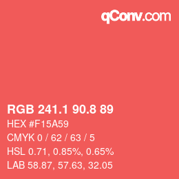 カラーコード: RGB 241.1 90.8 89 | qconv.com