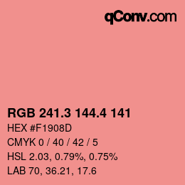 カラーコード: RGB 241.3 144.4 141 | qconv.com