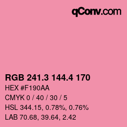 カラーコード: RGB 241.3 144.4 170 | qconv.com