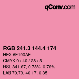 カラーコード: RGB 241.3 144.4 174 | qconv.com