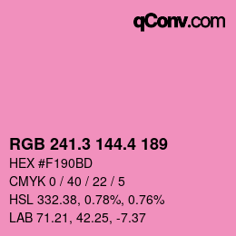 カラーコード: RGB 241.3 144.4 189 | qconv.com