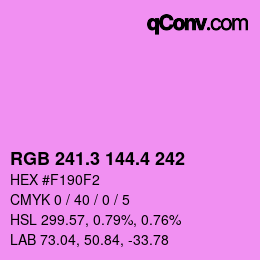 カラーコード: RGB 241.3 144.4 242 | qconv.com
